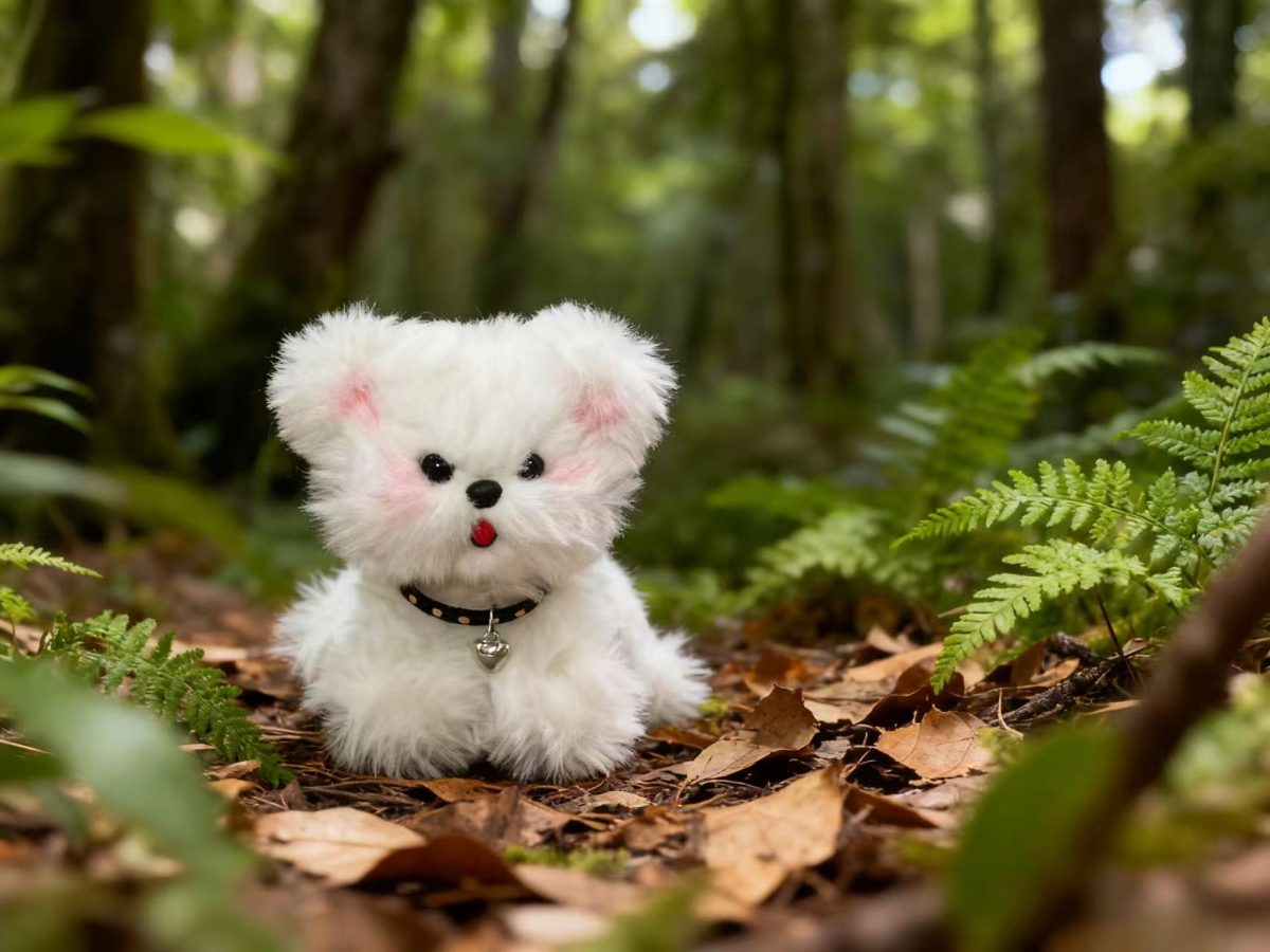 7edc7cac28d1ba8d64632fbd70ac3465 Померанский шпиц мини из пушистых синельных стеблей с маленьким серебряным колокольчиком