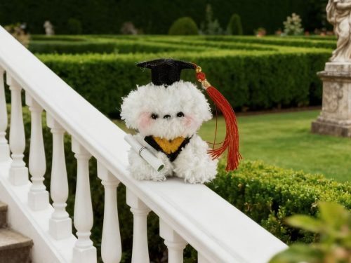 84a831d71e3edc5e825904bffa53b69b Собачка из пушистых синельных стеблей в шапочке с кисточками