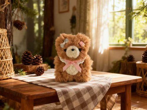 d33bd662d5a0bc71538a9ad159ff7674 Коричневый мишка из пушистых синельных стеблей с бантом