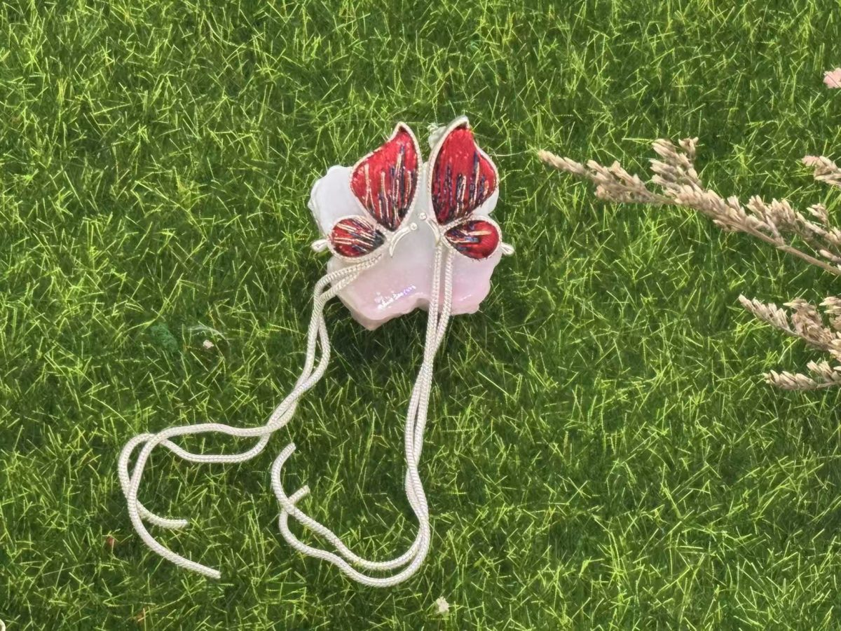 介绍图SME000004 Серьги-кисточки с вышитыми бабочками