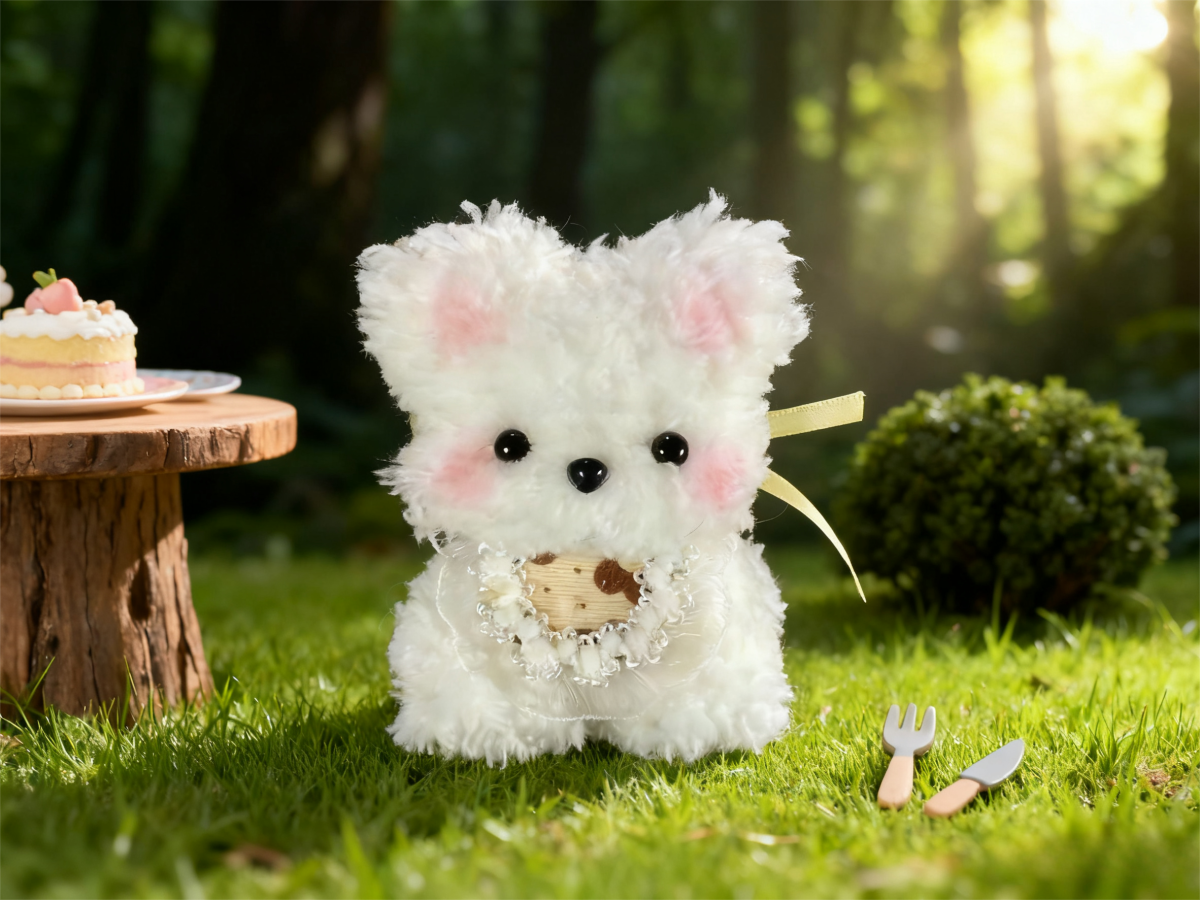 小狗2 Лиса в нагруднике из пушистых синельных стеблей