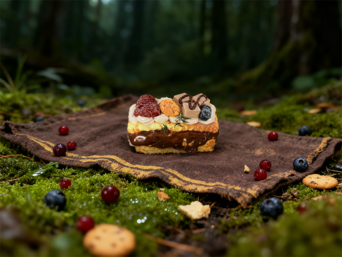 捏1-2 Сквиш — Бисквитный торт-сэндвич с карамельно-фруктовым мороженым