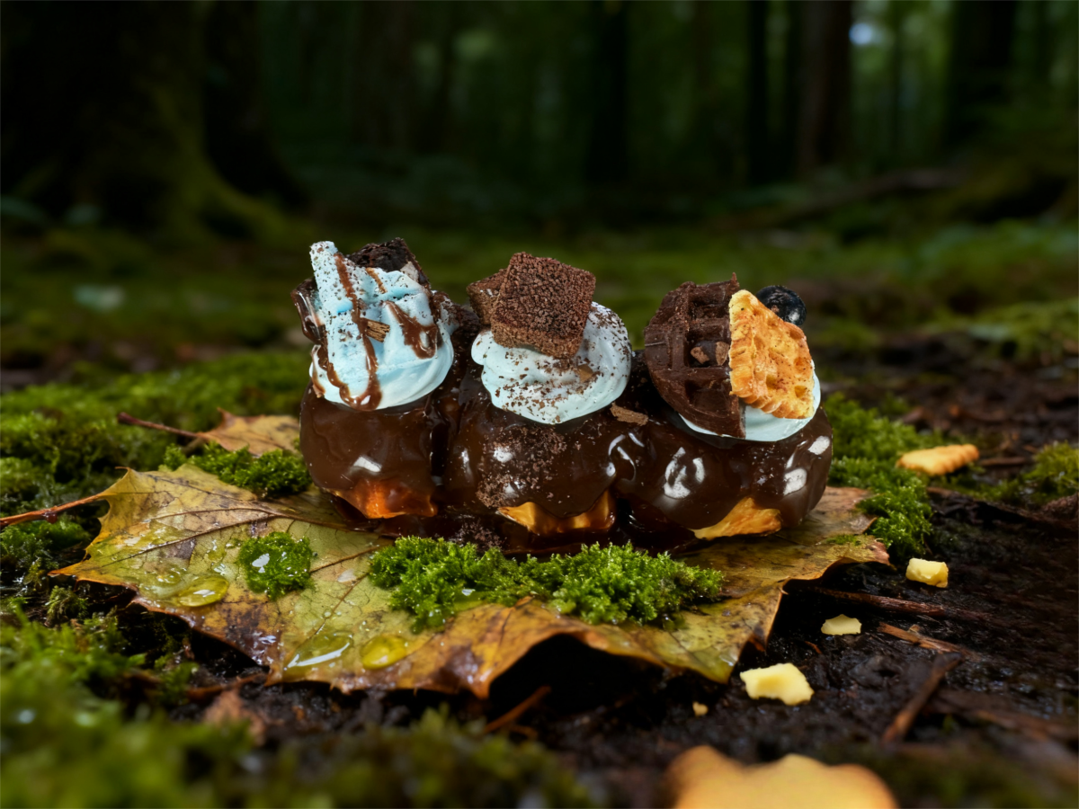 捏6-3 Сквиш — «Профитрольный торт» с шоколадным соусом и мятным кремом